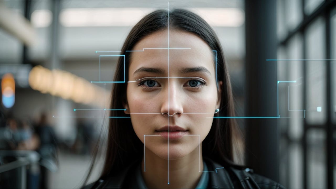 Interpretación futurista de un sistema de reconocimiento facial
